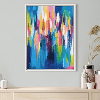Kate and Laurel Sylvie EV Bright Brush Strokes Framed Art by Jessi Raulet of Ettavee