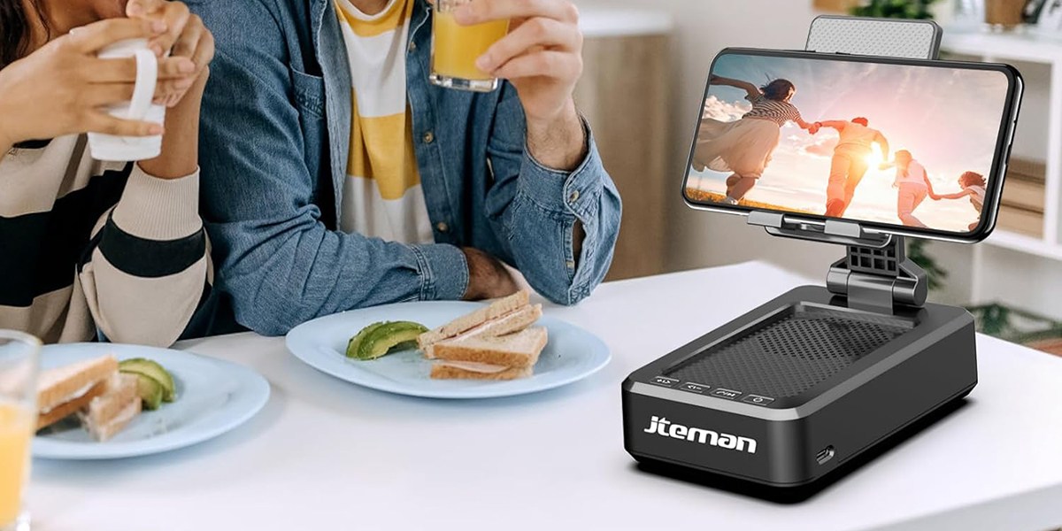 JTEMAN Cell Phone Stand with Wireless Bluetooth Speaker