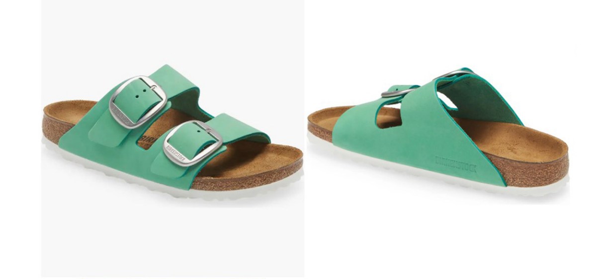 Green Birkenstock Arizona Big Buckle Slide Sandal (Women)