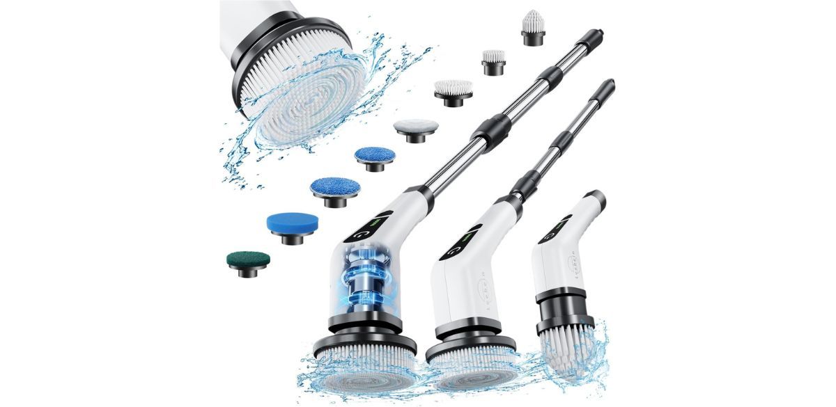 Leebein Electric Spin Scrubber, Cordless Cleaning Brush with 8 Replaceable Brush Heads Leebein Electric Spin Scrubber, Cordless Cleaning Brush with 8 Replaceable Brush Heads