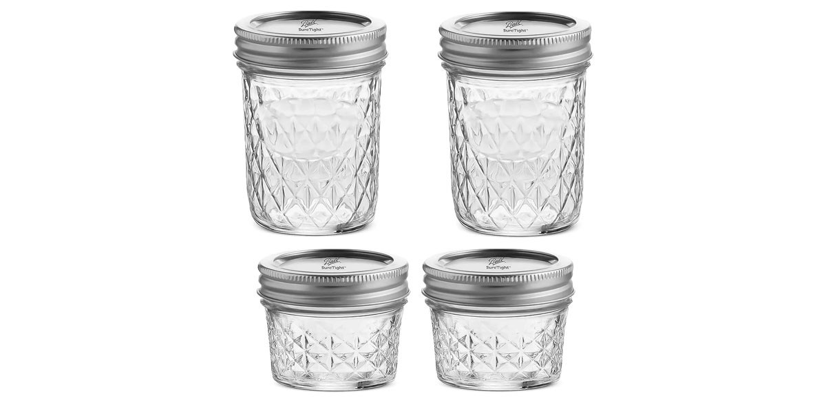 Quilted Crystal Jelly Regular Mouth Mason Jars