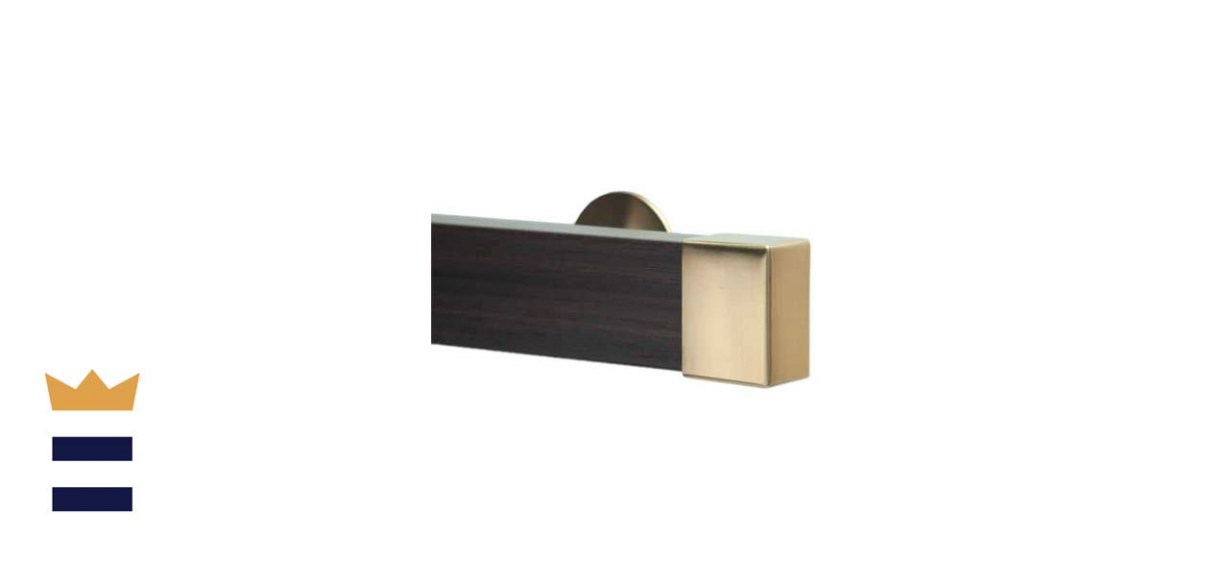 Art Decor Kontur Wood Nonadjustable Single Traverse Window Curtain Rod Set in Chocolate with Vintage Brass Endcap