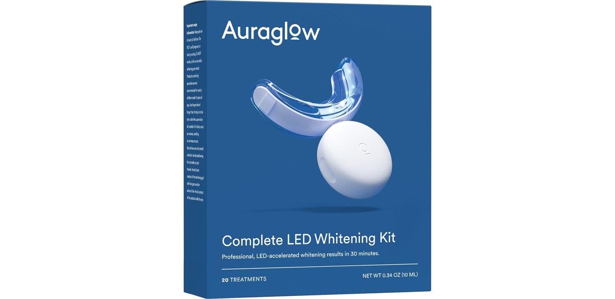 Auraglow teeth whitening kit on white background Auraglow teeth whitening kit on white background