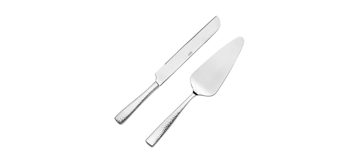 Hudson Essentials Hammered Stainless Steel Cake Knife and Cake Server Set