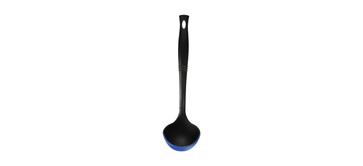 A black ladle