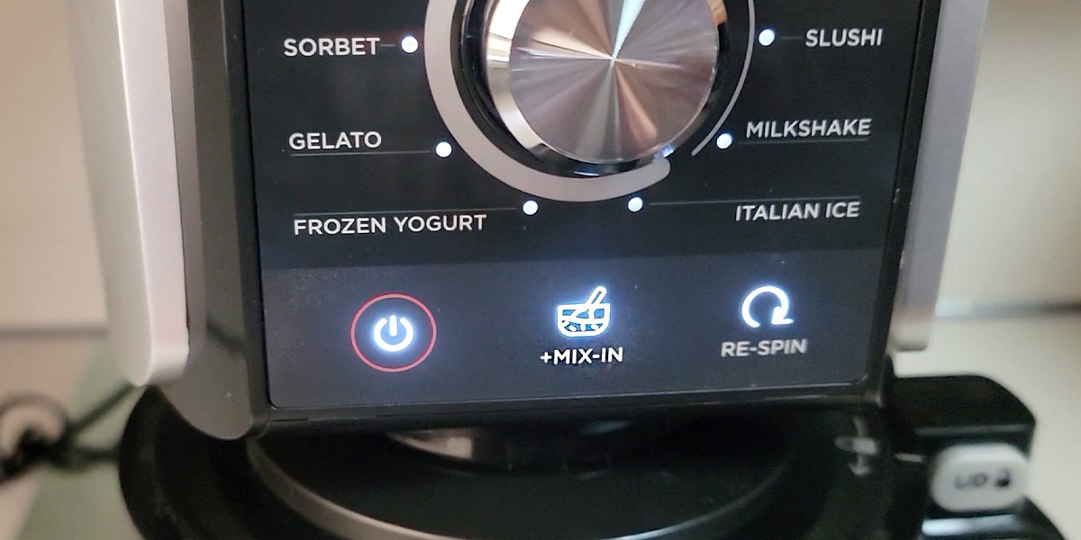 Closeup of Ninja Creami Deluxe mix-in function on settings display