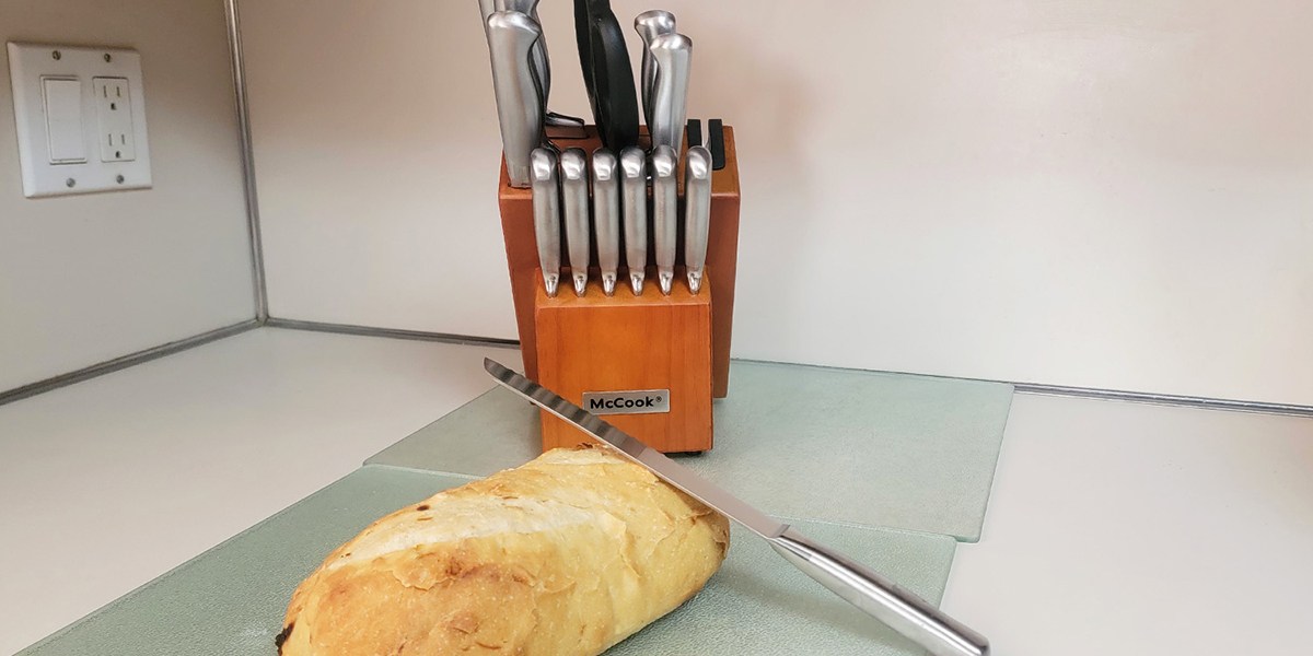 McCook Knife Set with bread on kitchen counter McCook Knife Set with bread on kitchen counter
