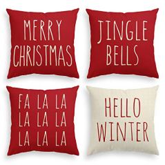 AVOIN colorlife Christmas Saying Throw Pillow Covers