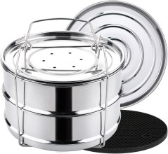 Aozita Stackable Steamer Pans with Sling for Instant Pot 6/8 qt
