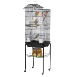 Yaheetech 62.4'' Roof Top Bird Cage Wrought Iron Rolling Parrot Cage