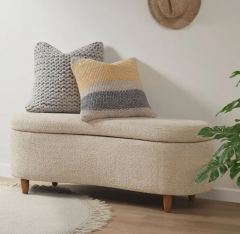 INK+IVY  Bailey Taupe Boucle Flip Top Storage Bench