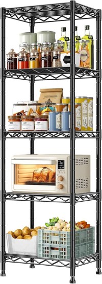 DurayLoly 5-Tier Narrow Shelf for Small Spaces, 15.8" W Metal Shelving Unit