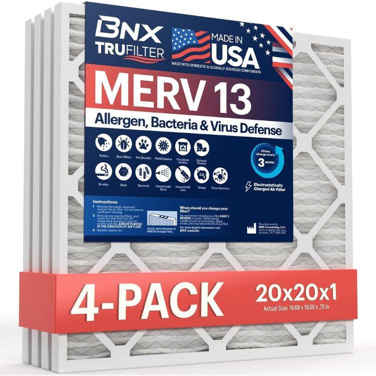 BNX TruFilter 20x20x1 MERV 13 AC Furnace Air Filter