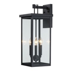 TRUE FINE Forti 3-Light Large Black Outdoor Wall Sconce Lantern Light