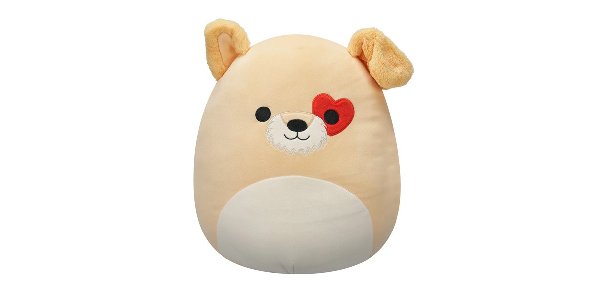 Squishmallows Official 5 inch Cooper the Tan Dog With Heart Eyepatch