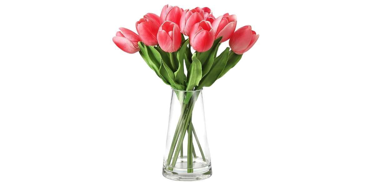 GarveeTech 10 Pcs Real Touch Artificial Tulips