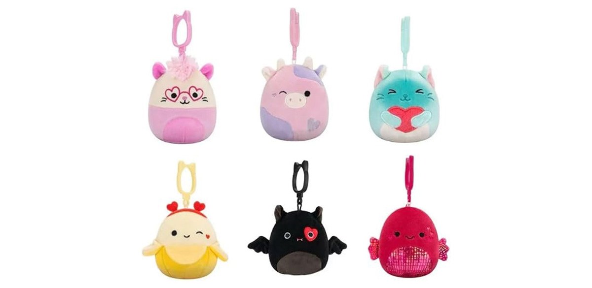 Squishmallows 2025 Valentine SquadMini Plush Doll Clip Keychain (Set of 6)