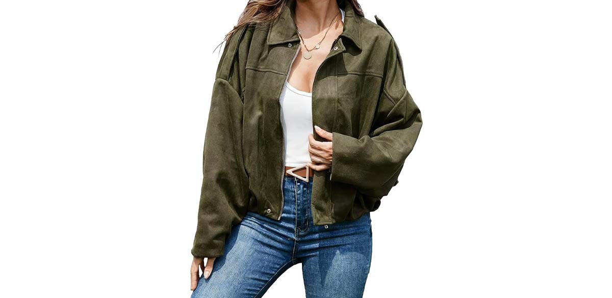 Women’s Faux Suede Bomber Jacket