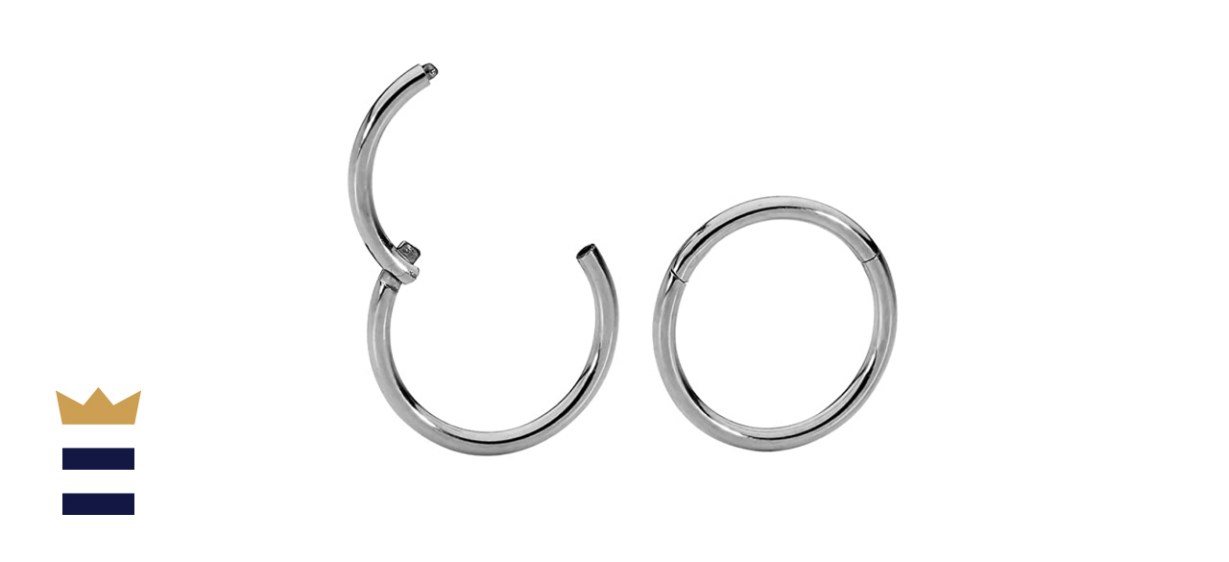 365 Sleepers 2 Pcs Titanium Hinged Hoop Segment Ring Sleeper Earrings