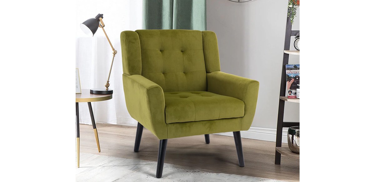 Corrigan Studio Tufted Upholstered Wide Back Armchair