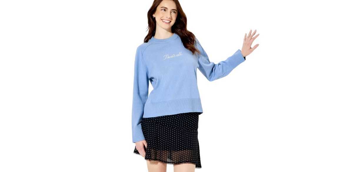 Women's The Devil Wears Prada-That's All-Graphic Pullover Sweater - Sky Blue