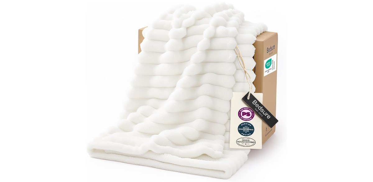 Bedsure GentleSoft White Throw Blanket for Couch