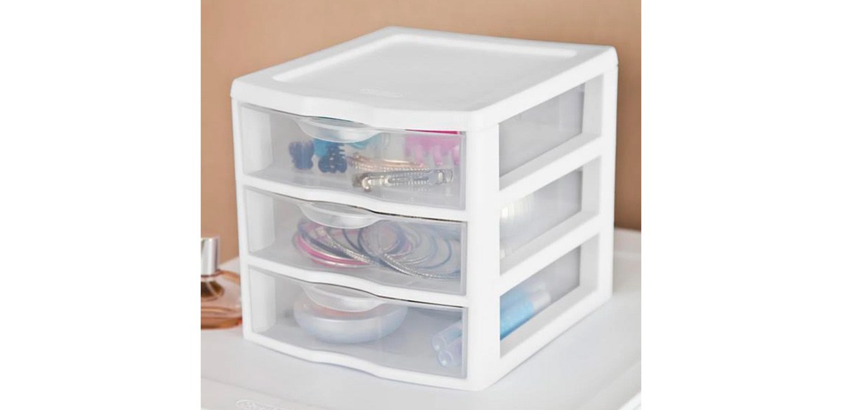 Sterilite Clearview Plastic Multipurpose Small 3 Drawer Desktop Storage
