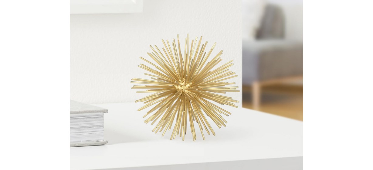 Torre &amp; Tagus Spike Gold Sphere Decoration Gold Shelf Decor