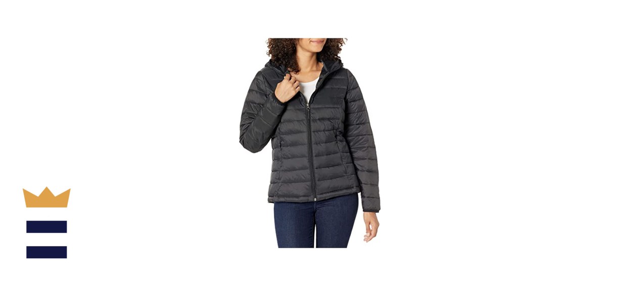 Amazon Essentials Women's Lightweight Long-Sleeve Full-Zip Water-Resistant Packable Hooded Puffer Jacket