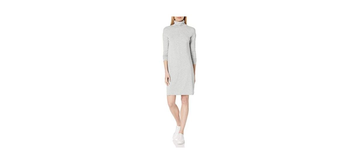 Best Daily Ritual Soft Rayon Jersey Long-Sleeve Turtleneck Dress