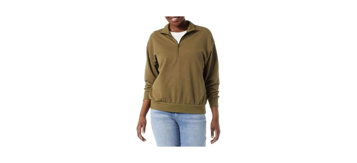 Best Daily Ritual Women's Relaxed-Fit Quarter-Zip Sweatshirt