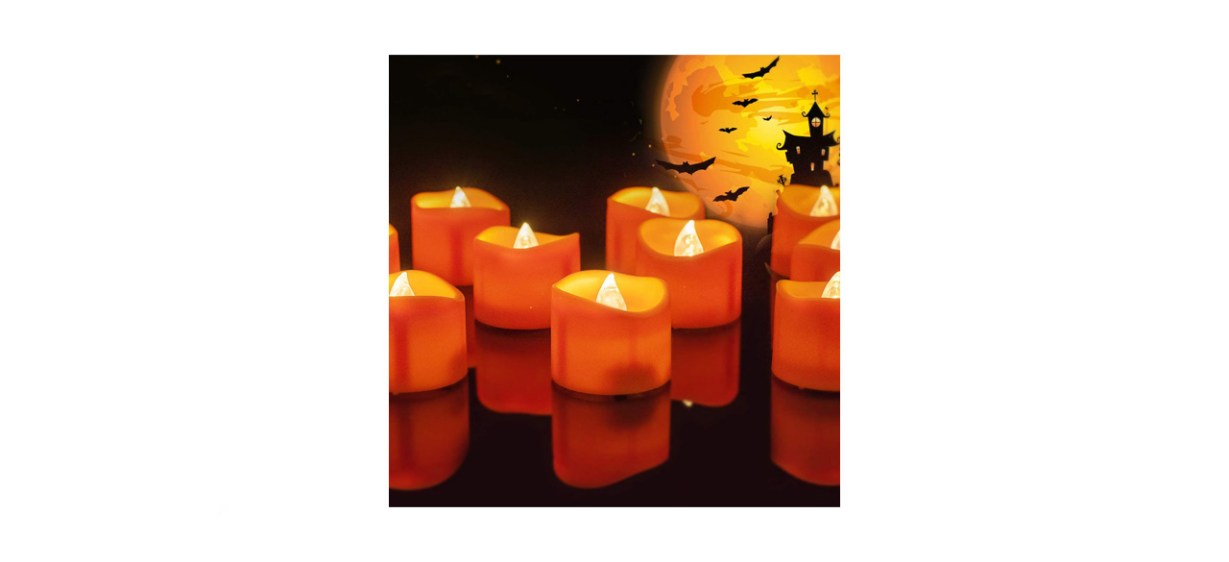 best Homemory Orange Flameless Tea Light Candles