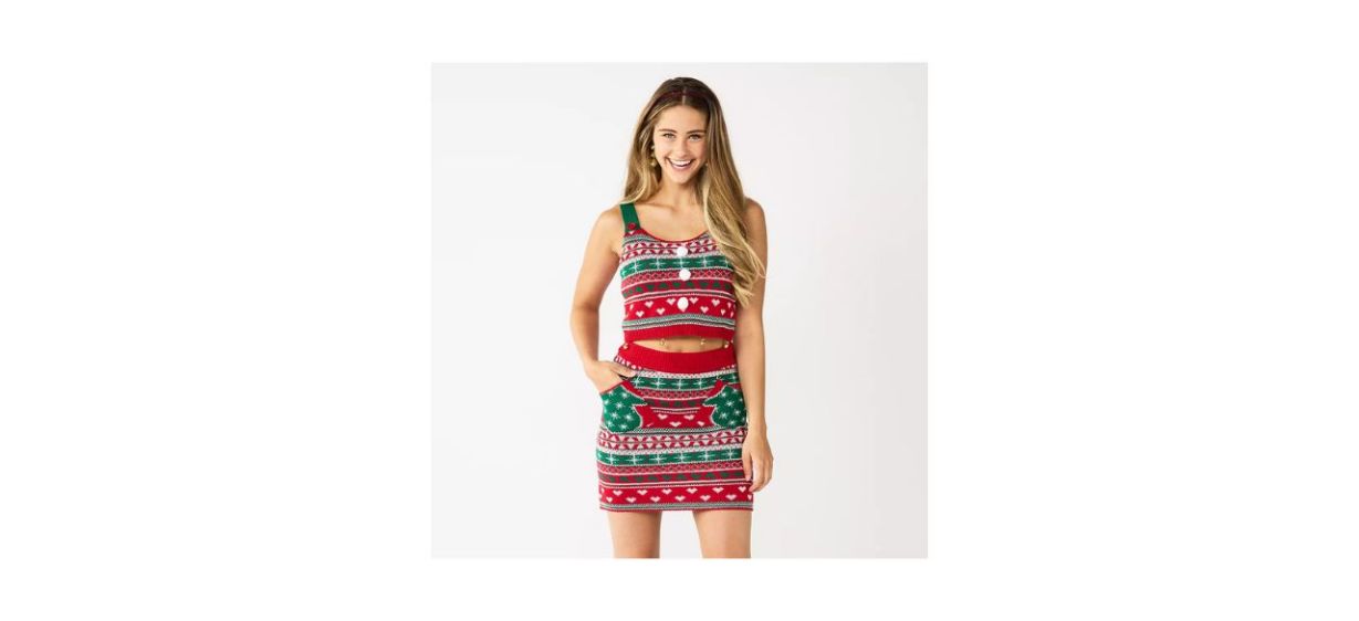 Best Juniors Born Famous Cropped Top And Holiday Skirt Set