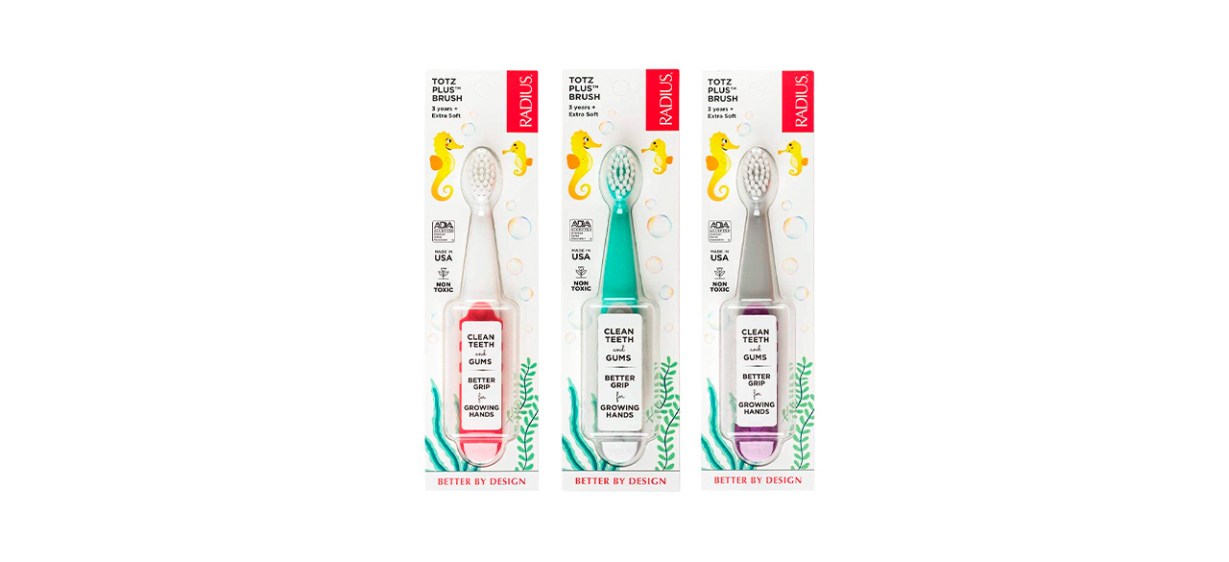 best-last-minute-christmas-gifts-2022-RADIUS Totz Plus Brush Kids Toothbrush (3-Pack)