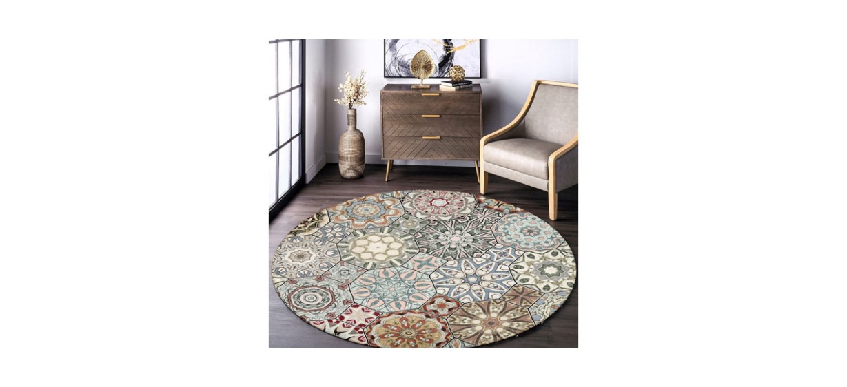 best Leevan Round Wool Area Rug
