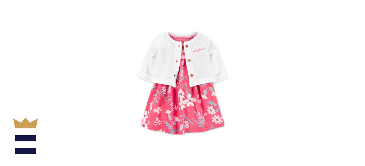 Carter’s Baby Girls Floral Bodysuit Dress &amp; Cardigan Set