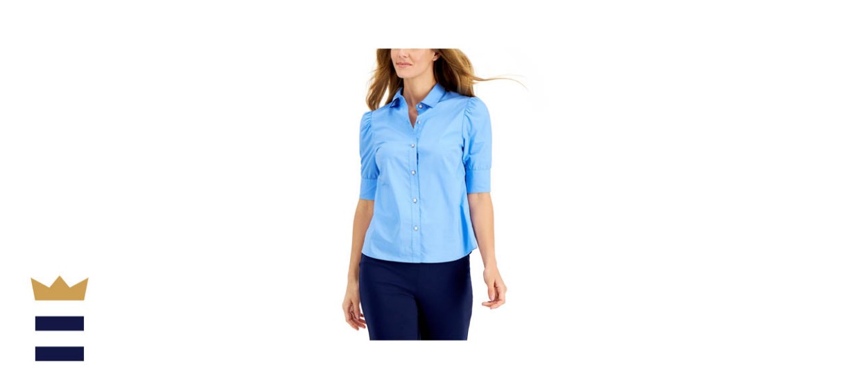 Charter Club’s Cotton Puff-Shoulder Blouse