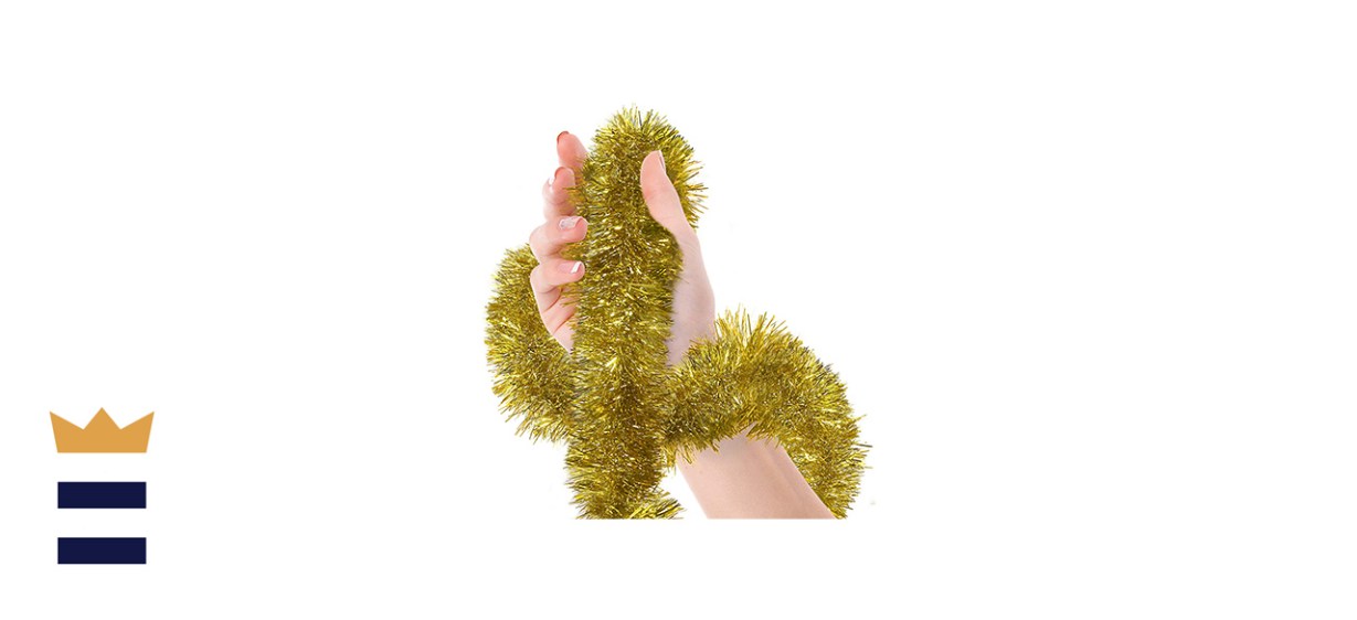 Christmas tree gold tinsel garland