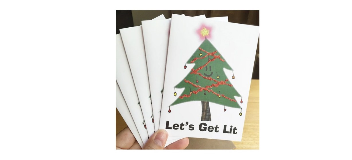 CovetedCards/Funny Christmas Card - Let's Get Lit. Glitter Christmas Tree Card