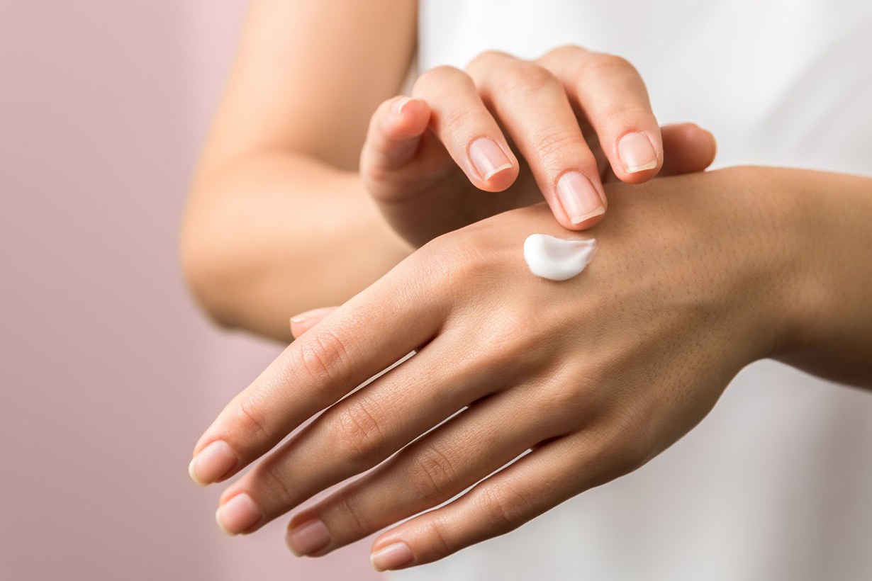sunscreen on hand