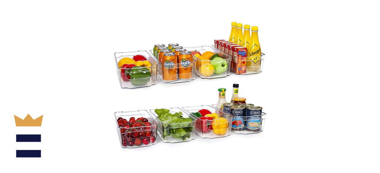 HOOJO Eight-Pack of Refrigerator and Freezer Organizer Bins