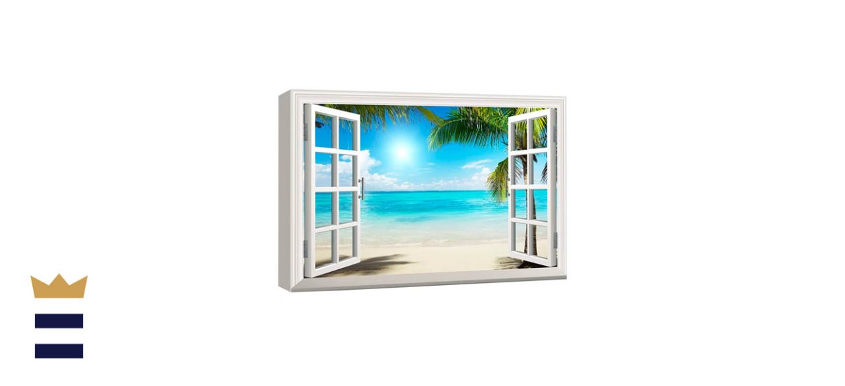 IDEA4WALL Window Scenery of Beautiful Tropical Beach ― Wrapped Canvas Graphic Art