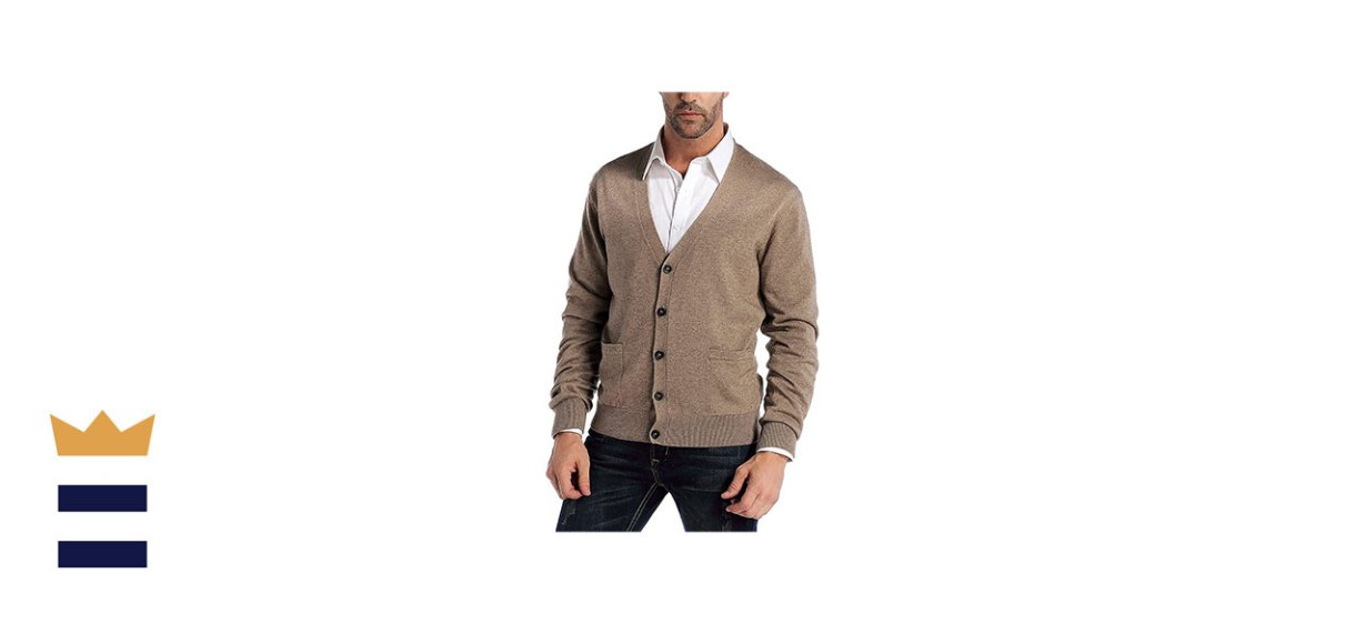 Kallspin Men’s Cardigan Sweater Cashmere Wool Blend