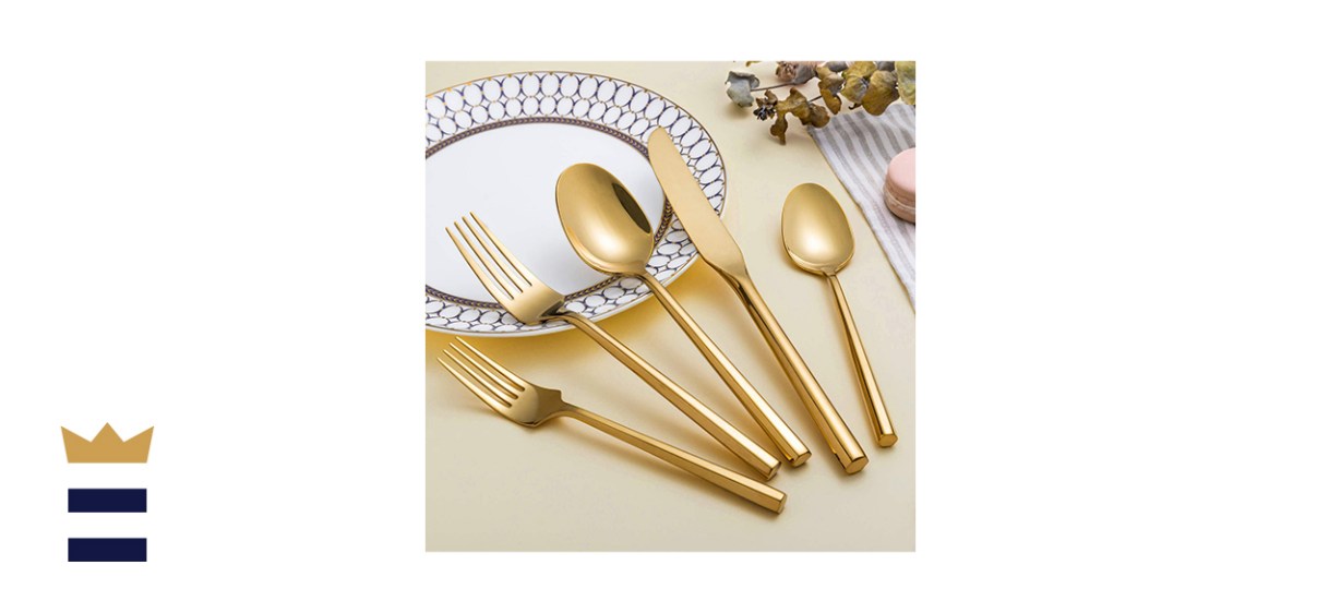 Kelenfer 20-Piece Gold Flatware Set