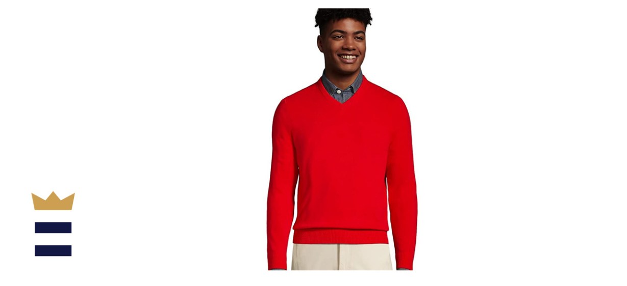 Lands' End Fine Gauge Cashmere V-Neck Sweater