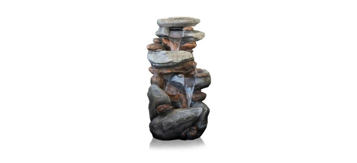Millwood Pines Weather Resistant Floor Fountain with Light