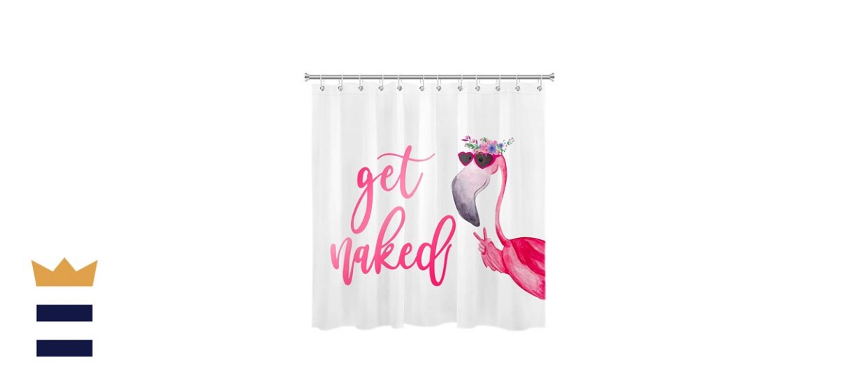 LB Funny Get Naked Flamingo Shower Curtain