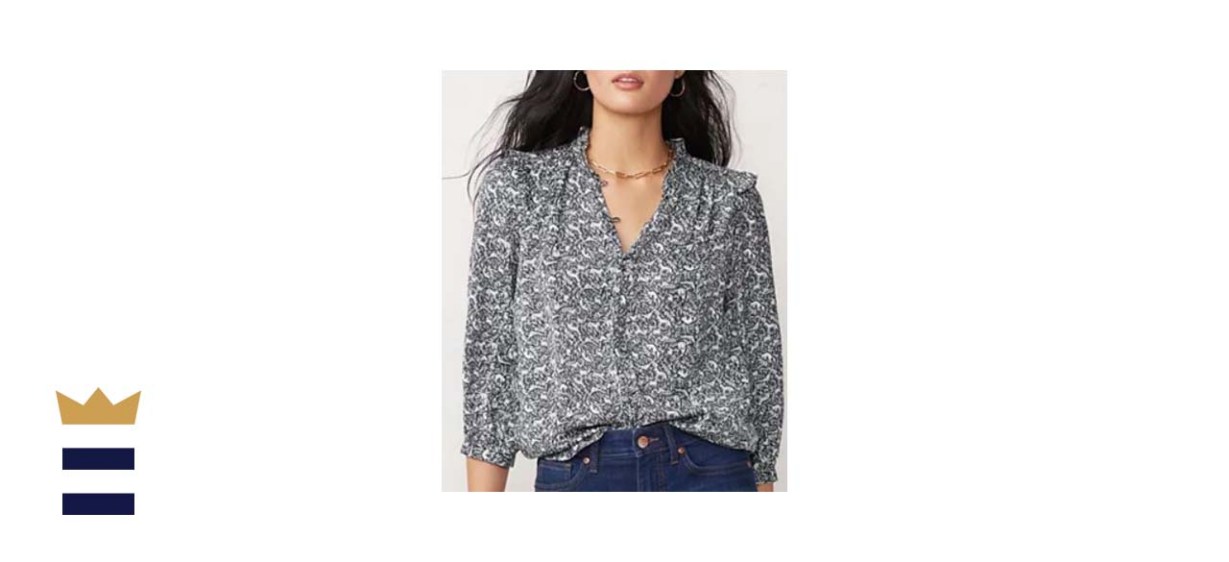 LC Lauren Conrad Button Front Ruffle Blouse