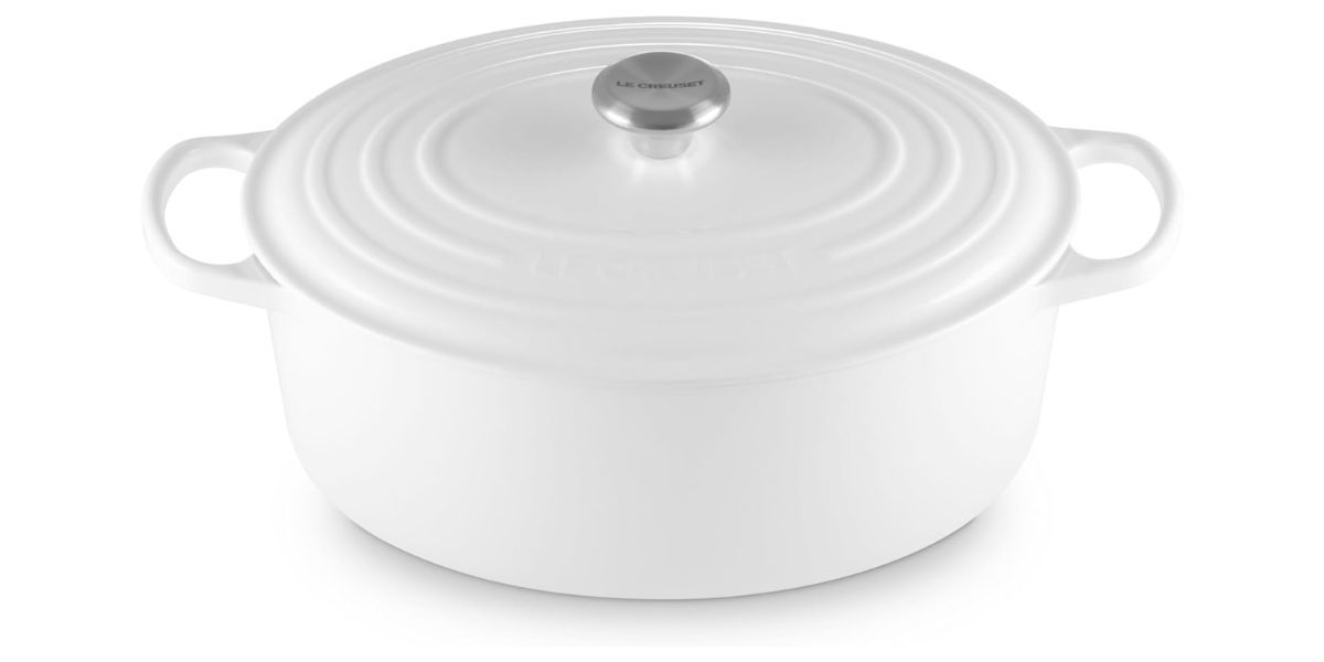 Le Creuset Enameled Cast Iron Signature Oval Dutch Oven, 8 qt., White