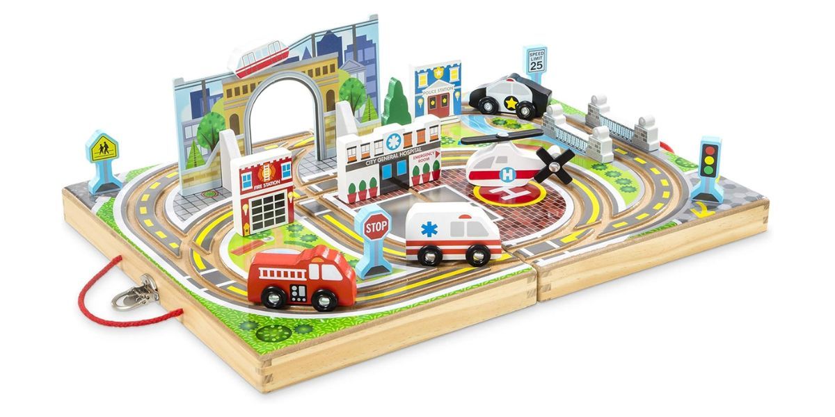 Melissa &amp; Doug Take-Along Town Wooden Tabletop Play Set 
